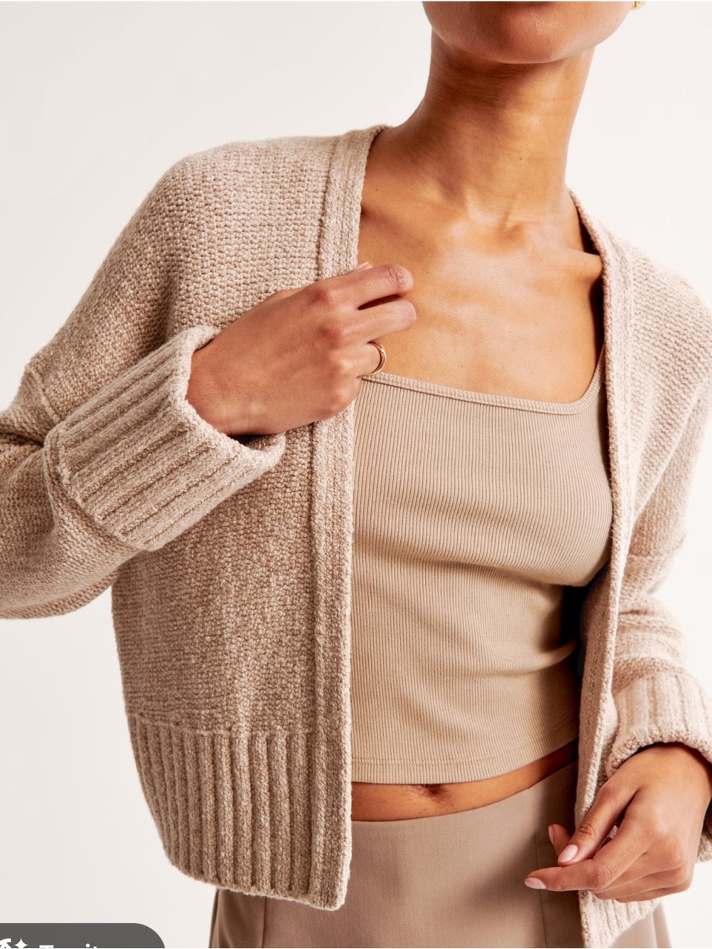 Abercrombie & Fitch Beige Open-Front Chunky Knit Cardigan Size M